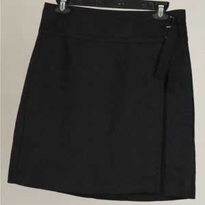 Ann Taylor Skirt Women’s 4 Black A Line Linen Blend Lined Wrap